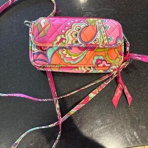 Pink Vera Bradley crossbody bag with adjustable strap